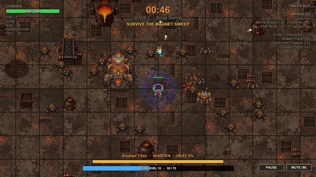 The Tinker robot facing the Smelter Titan, Warden of the Furnace Works
