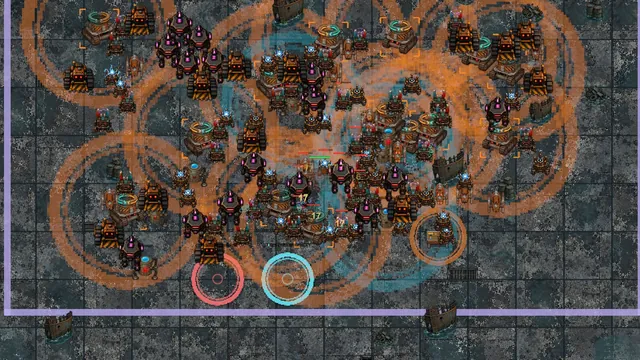 The Tank robot surrounded by area attacks in Flooded Salvage